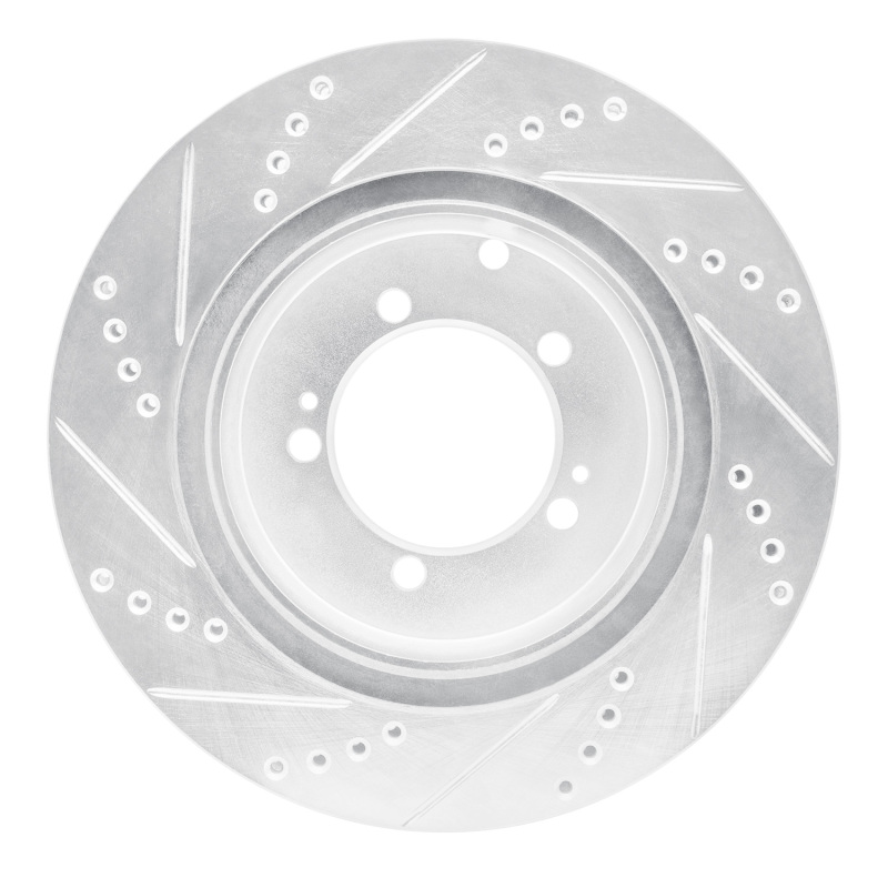 Mitsubishi Lancer Brake Rotor (1) - Rear Right - R1 Concepts - Drilled & Slotted - Silver - `03-`06